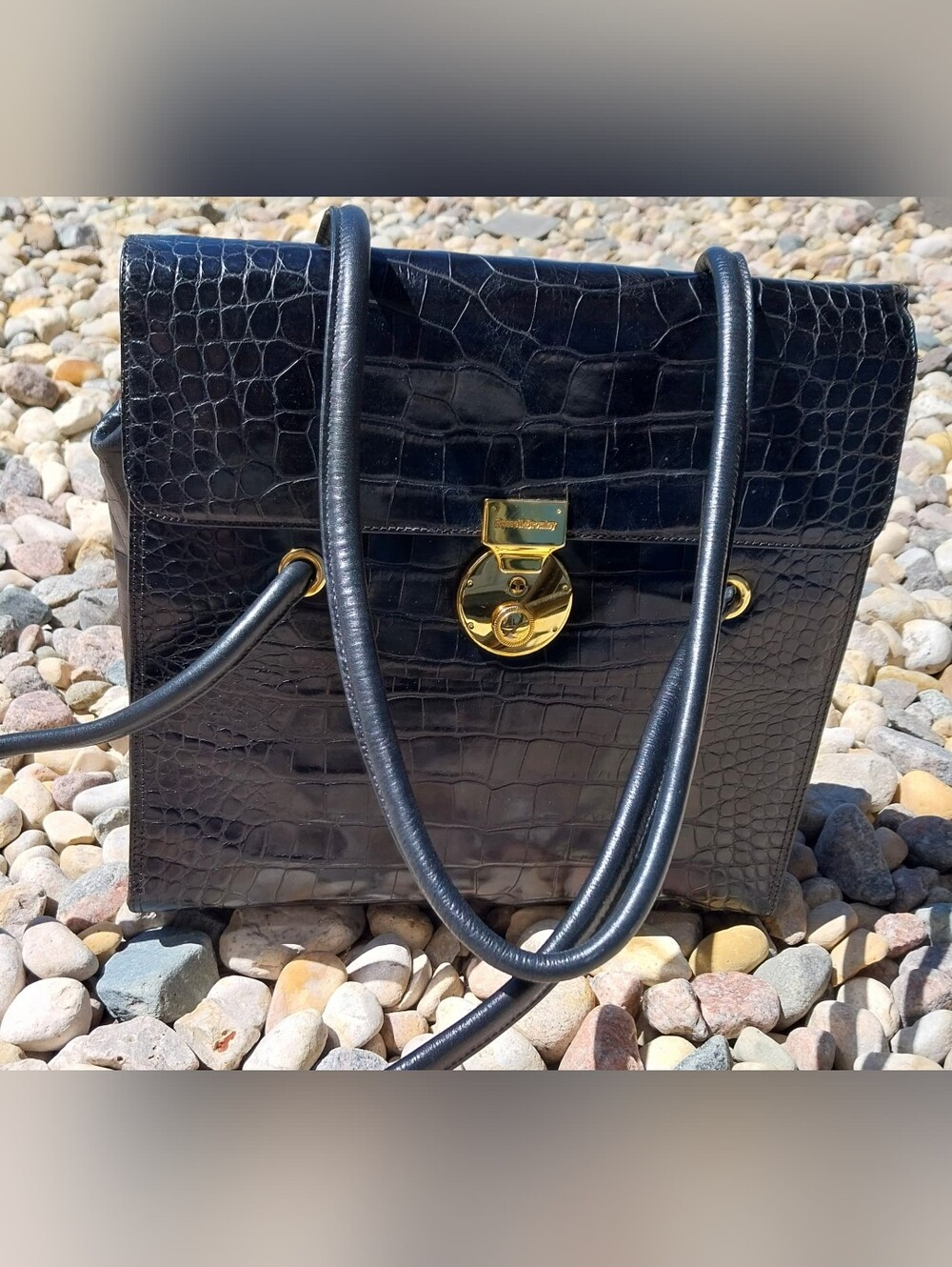 Vintage Russell & Bromley Mock Croc Leather Bag - Made In Italy
